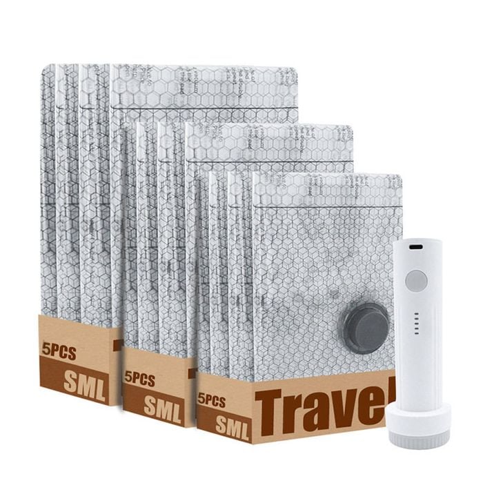 Catzon 15Pcs Vacuum Bags with Rechargeable Air Pump