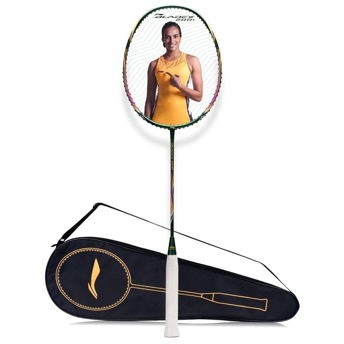 Li-Ning BladeX 200R Carbon Fibre Strung Badminton Racquet with Full Cover| Size: 4U (83gm) | Emerald-Gold