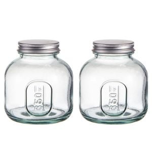 2PK Ladelle Eco Recycled Rustico 350ml Clear Storage Jar Bottle Glass Container