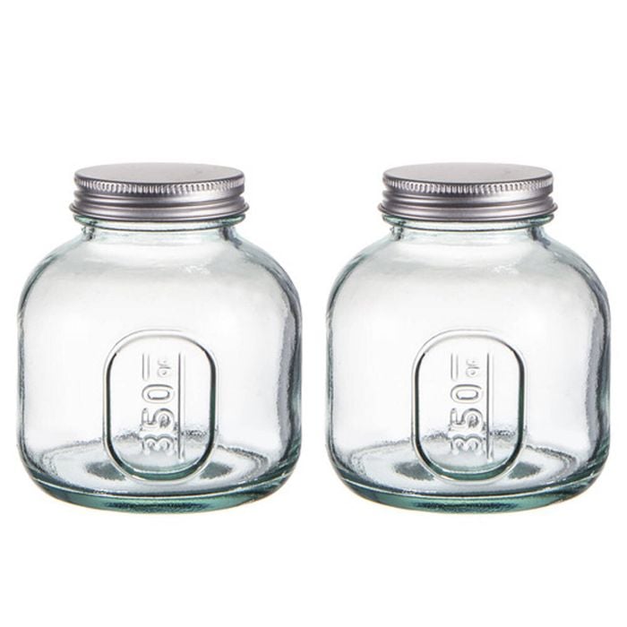 2PK Ladelle Eco Recycled Rustico 350ml Clear Storage Jar Bottle Glass Container