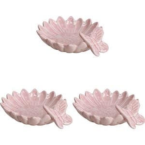 3PK LVD Daisy Ceramic Plate Trinket Dish 10x4.5cm - Blush