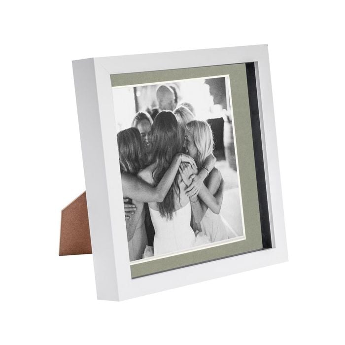 Nicola Spring 8 x 8 3D Shadow Box Photo Frame - Craft Display Picture Frame with 6 x 6 Mount - Glass Aperture - White