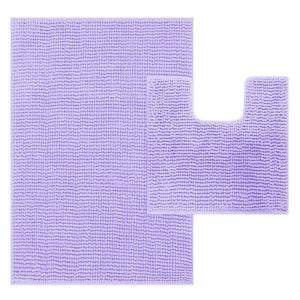 LINENOVA 2 Pcs Bathroom Mat + Toilet Root Mat Set - Lavender