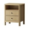 Oikiture Bedside Table 2 Drawers & Shelf Natural