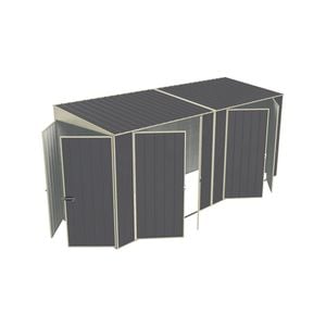 Build-a-Shed 1.5 x 4.5 x 2.0m Skillion Double + Double Hinged Side Doors Shed - Grey