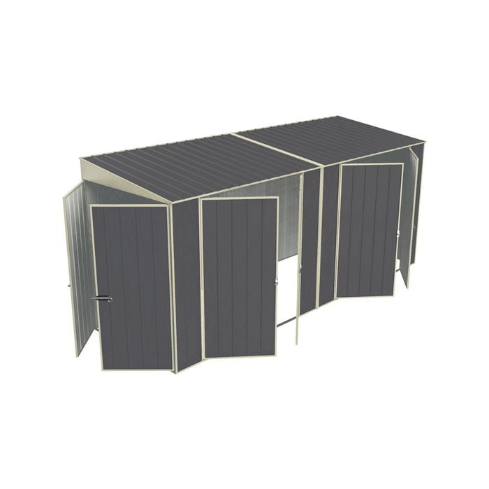 Build-a-Shed 1.5 x 4.5 x 2.0m Skillion Double + Double Hinged Side Doors Shed - Grey