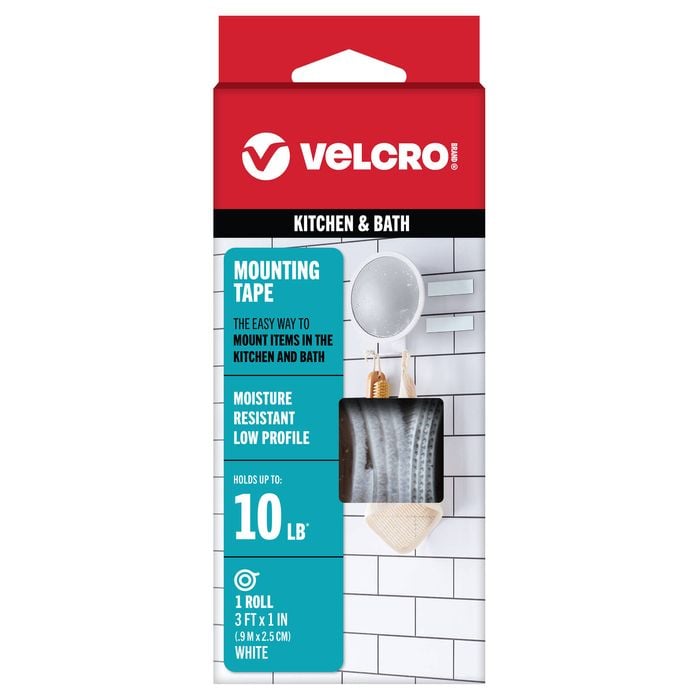 Velcro 25mm x 91cm White Industrial Strength Low Profile Stick On Hook & Loop Roll VL91060