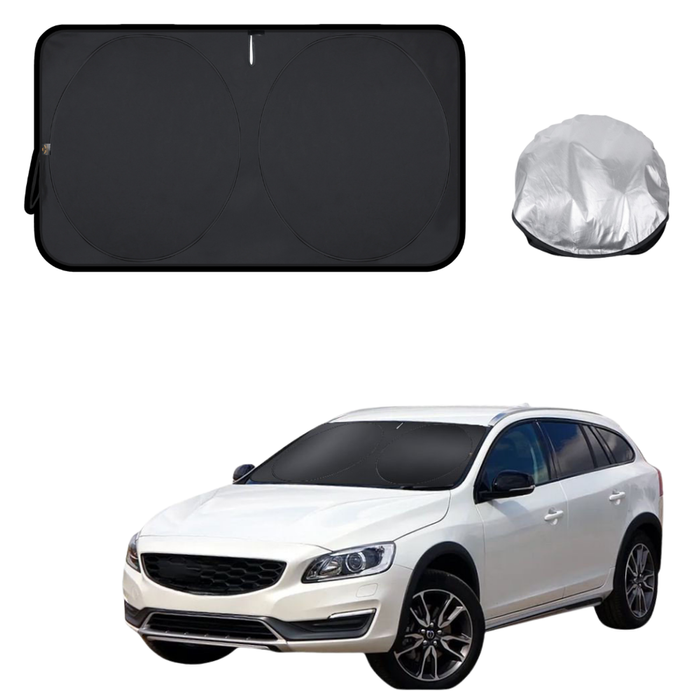 Front Windscreen Sun Shade for Volvo V60 2015 - 2018 Cross Country - Standard 150 x 85 cm - Black