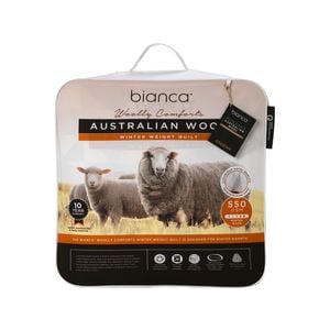 Woolly Comforts Australian Wool Quilt 550gsm Wht - Double Bed