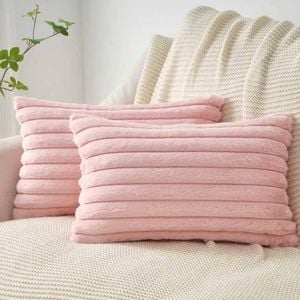 Gioia Casa Faux Fur Cushion Covers - Pink, 50cm x 30cm (Pack of 2)