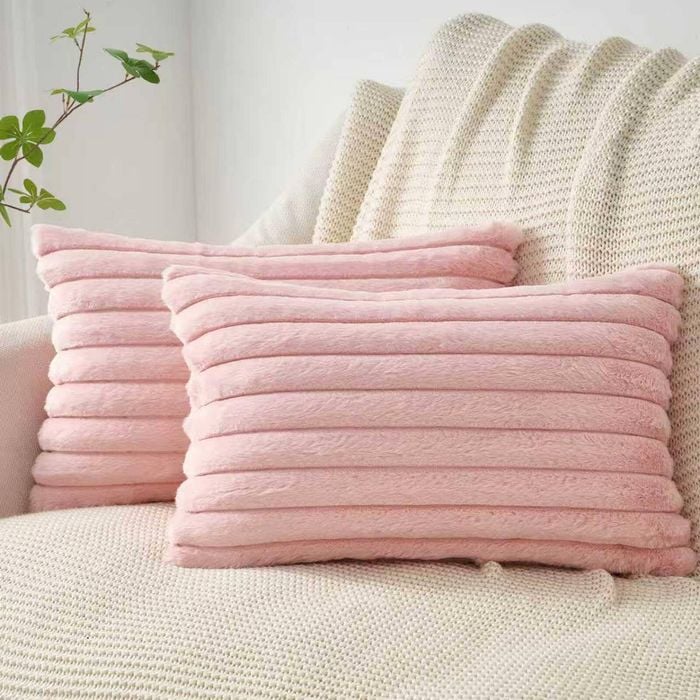 Gioia Casa Faux Fur Cushion Covers - Pink, 50cm x 30cm (Pack of 2)