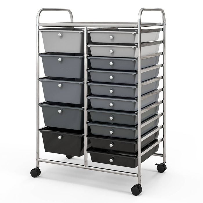 Costway Scrapbook Paper Storage Box Mobile Drawer Cart Home Kitchen Grey