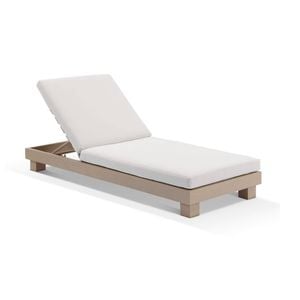 Santorini Aluminium Sun Lounge Light Oak With Sunbrella Cushion & Canvas Cushions