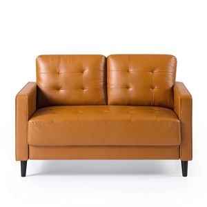Zinus 2-seater Sofa Leather Couch - Cognac