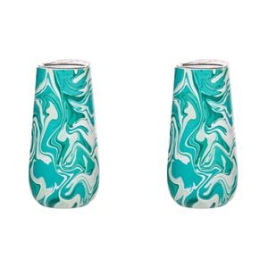 2PK Porta Summer Swirl Double Walled 180ml SS Champagne Tumbler - Aqua
