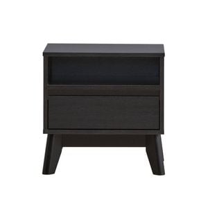 Design Square Audrey Wooden Nightstand Bedside Table W/ 1-Drawer Black