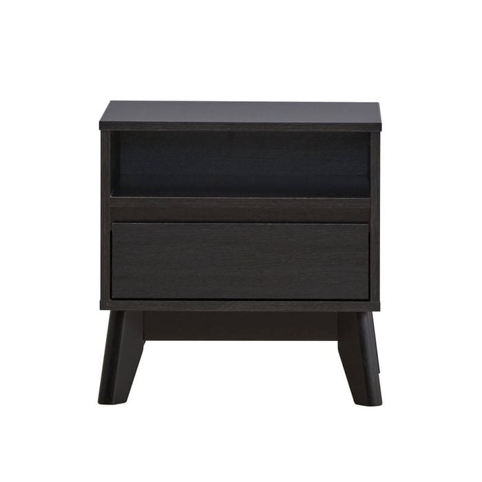 Design Square Audrey Wooden Nightstand Bedside Table W/ 1-Drawer Black