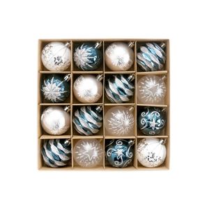 Catzon 16 Pcs Christmas Balls 6CM Painted Ornaments for Xmas Tree Garland Decor-Blue White