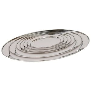Argon Tableware 6pc Oval Serving Platter Set - Stainless Steel Dinner Tray Oval Plate Small Appetizer Serving Dishes - 6 Sizes