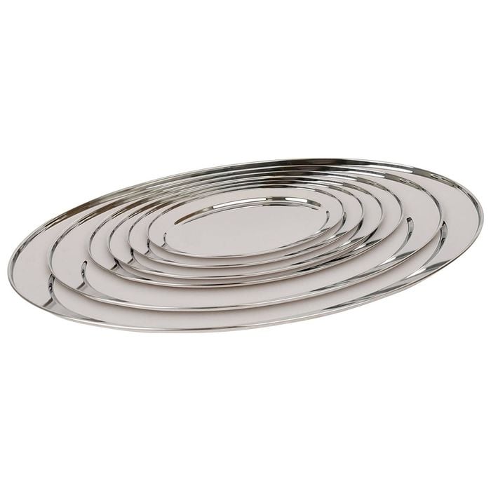 Argon Tableware 6pc Oval Serving Platter Set - Stainless Steel Dinner Tray Oval Plate Small Appetizer Serving Dishes - 6 Sizes