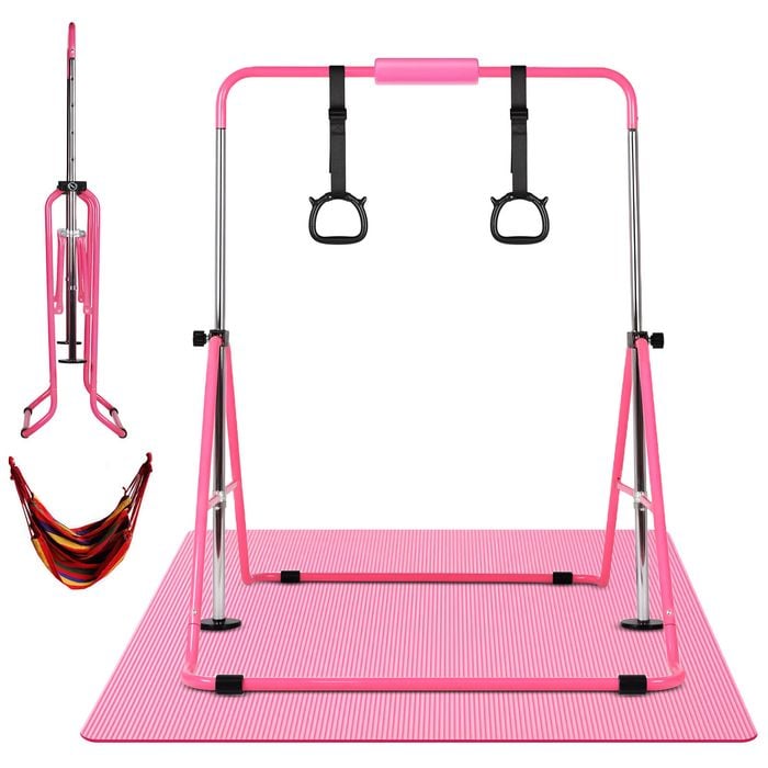 Advwin Adjustable Height Gymnastics Bar for Kids with Mat & Rings & Swing