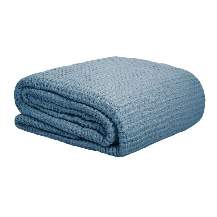 Bloomington 300GSM 100% Cotton Waffle Blanket Dusk Blue Single
