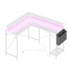 Ufurniture L Shaped Desk Gaming Desk with LED Lights & Power Outlets White