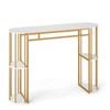 Costway 150cm Bar Table Pub Height Faux Marble Shelves Modern White