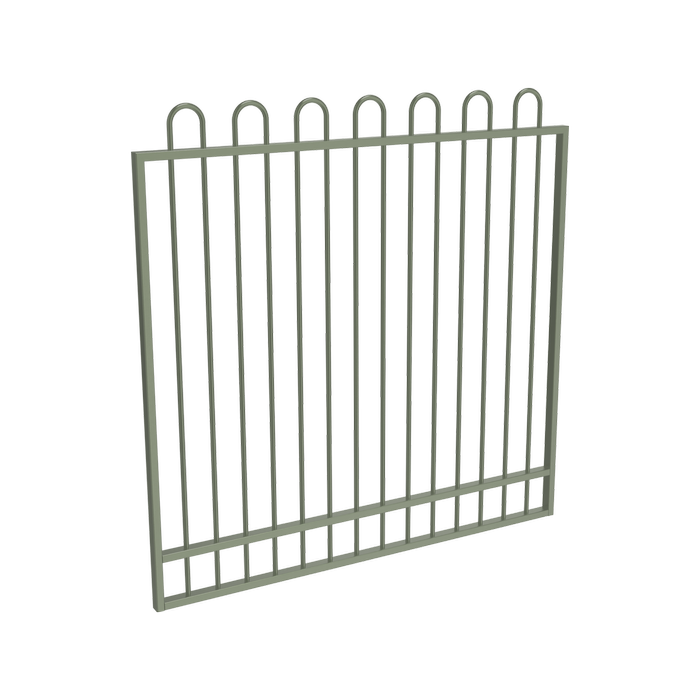 ProtectorAl 1201 - 1500 x 1500mm Pale Eucalypt Aluminium Garden Gate Loop Top With Mid Rail