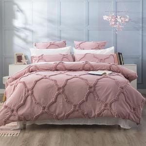 Renee Taylor Moroccan Cotton Chenille Blush Quilt Cover Set