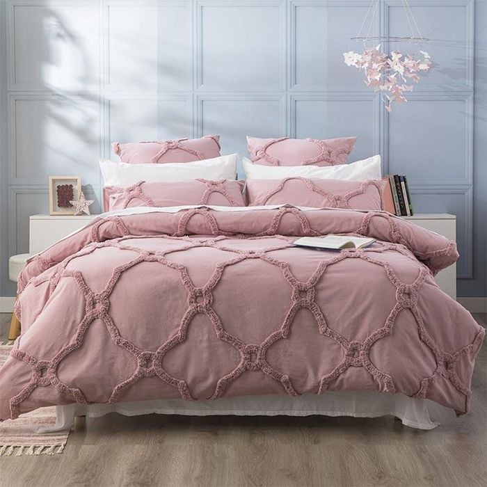 Renee Taylor Moroccan Cotton Chenille Blush Quilt Cover Set