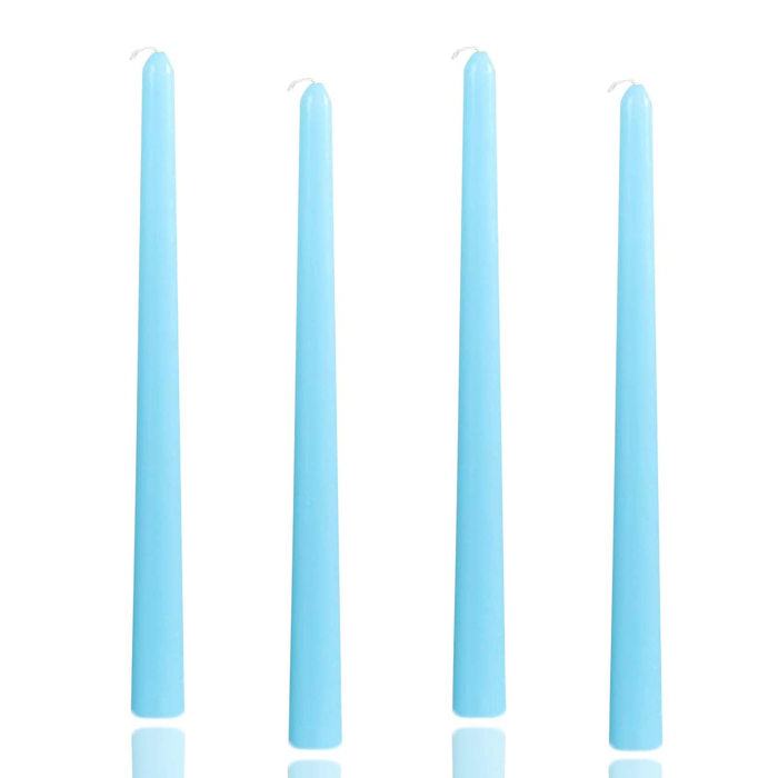 4x Tapered Dinner Candles Unscented Taper Wedding Candle 25cm in Blue - Blue | Candles
