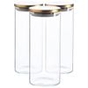 Argon Tableware Glass Storage Jar - Gold Lid - 1.5 Litre - 3x Modern Round Scandi Organisation Container Glass Jar