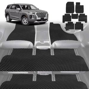 6D Diamond Car Floor Mats for Hyundai Palisade 2021-Current 8 Seater-Ultimate Set-Black-Outback GT