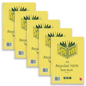 5pc Spirax 810 Recycled Writing Notebook A4 School Stationery 7mm Ruled 120pgs