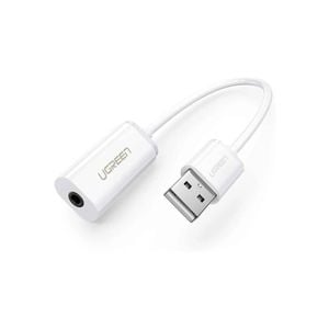 Ugreen Usb Audio Adapter Usb A Male To 3.5mm Aux Cable White