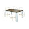 Norah 7pc Dining Set Table 180cm Solid Acacia Wood White Wishbone Chair