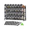 4 Tier Metal Spice Rack + 28 Glass Jars - Kitchen Pantry Herb Storage Organiser