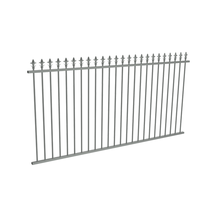 ProtectorAl 2400 x 1200mm Palladium Silver Aluminium Pool Fence Panel Spear Top