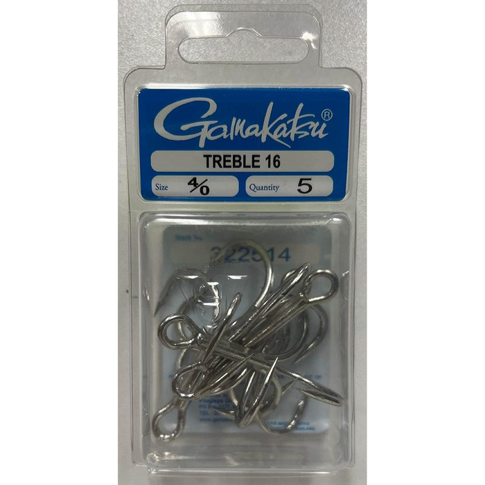 Gamakatsu 16 Heavy Duty Treble Fishing Hook 4/0