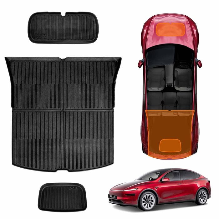 Interior Boot Liners Set for Tesla Model Y Juniper 2025-Onwards All Weather Front Toolbox Cargo Trunk Mats Cover Luggage Tray
