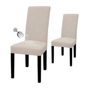 Catzon Dining Chair Covers Stretch Chair Slipcover Set of 2-Beidge