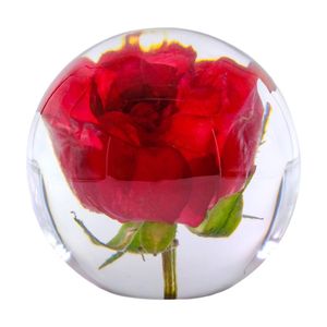 Leni Handcrafted Floral Resin Sphere W/ Real Red Roses Clear 8x7.5cm