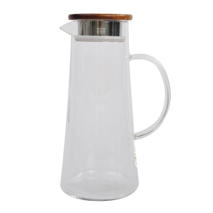 NF Living Acacia Lidded Glass Jug 1450ml Elegant Dinnerware & Serveware Clear