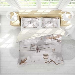 3D Retro Aircraft Hot Air Balloon Bird Quilt Cover Set Bedding Set Pillowcases 09