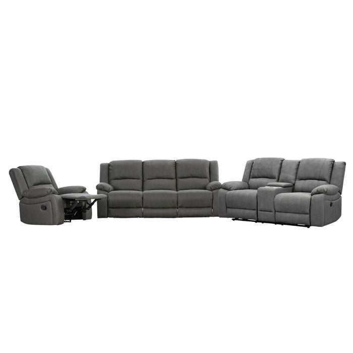 Anderson 1+2+3 Seater Fabric Electric Recliner Sofa Lounge Chair Set Latte Light Grey