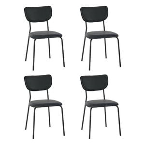 Oikiture Set of 4 Dining Chairs PU Leather Padded Seat Black