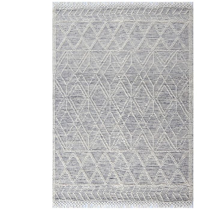 Aura Flatwoven Designer Wool Rug 6234 - Ivory/black - 110x160cm