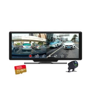 Elinz 10.26" Dashboard Carplay & Android Auto Real 4K + 1080P Dual Dash Cam Camera WiFi ADAS Car DVR 32GB U3 Card