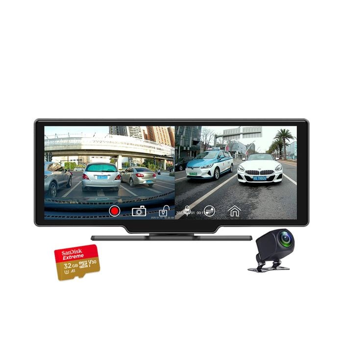 Elinz 10.26" Dashboard Carplay & Android Auto Real 4K + 1080P Dual Dash Cam Camera WiFi ADAS Car DVR 32GB U3 Card